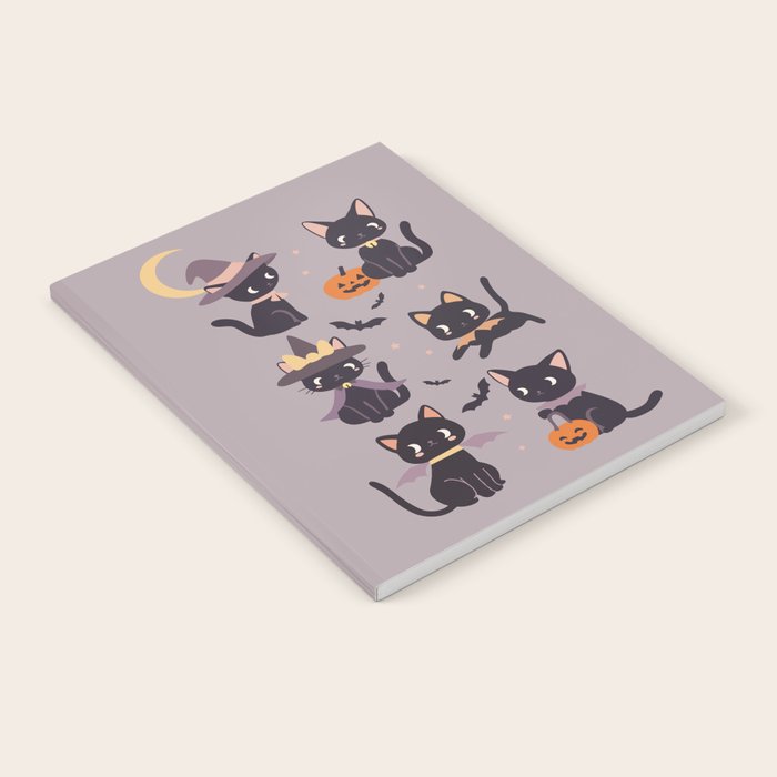 Cute Halloween Witch Cats and Pumpkins  Notebook Gallery Image 1