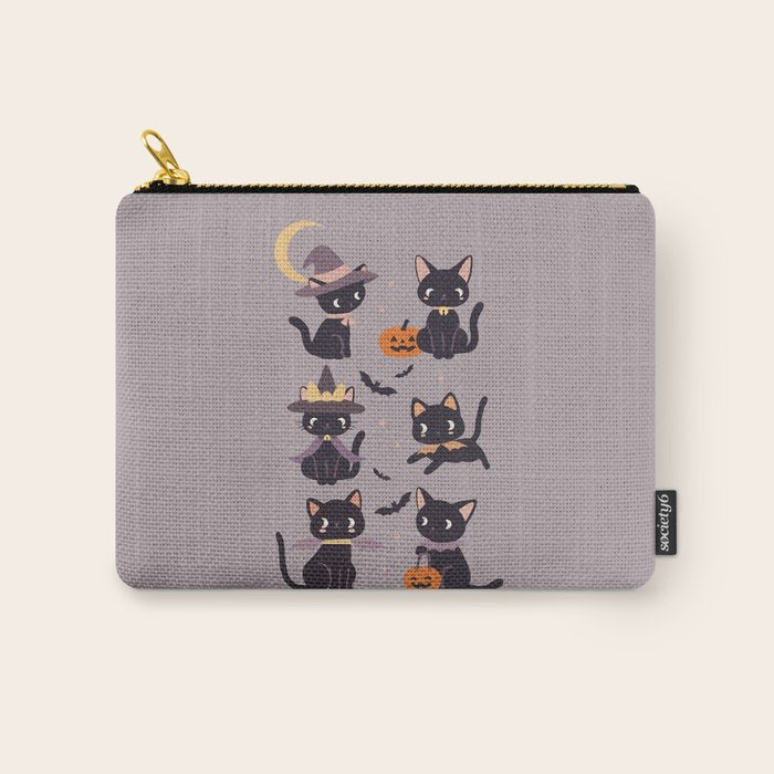 Cute Halloween Witch Cats and Pumpkins  Carry All Pouch Gallery Image 1