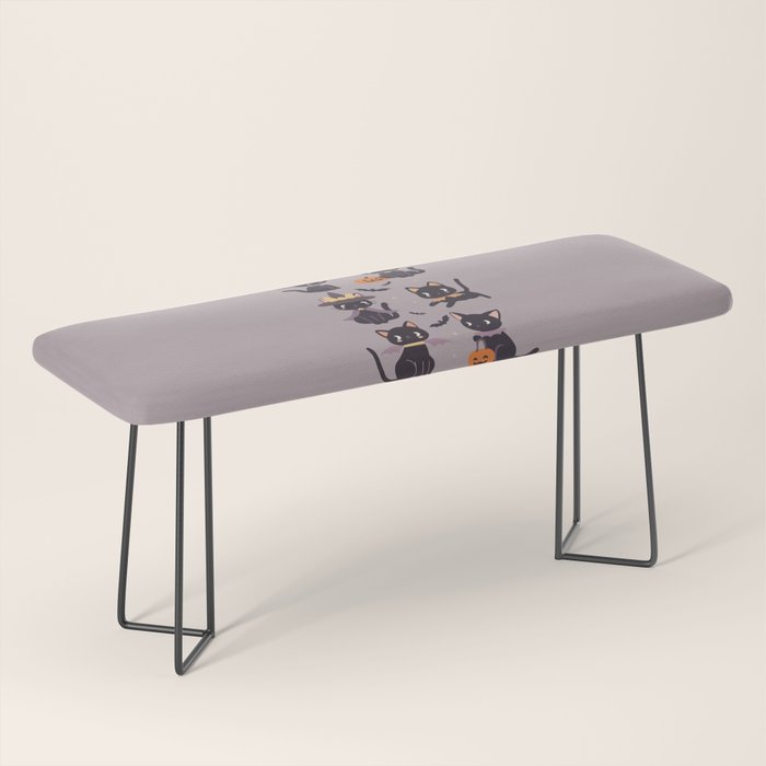 Cute Halloween Witch Cats and Pumpkins  Bench Gallery Image 1