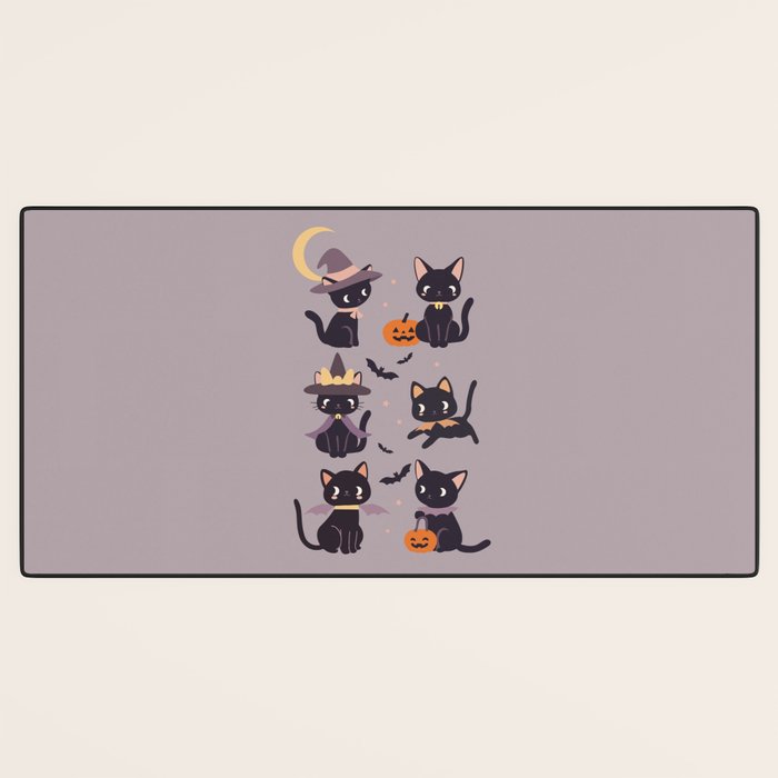 Cute Halloween Witch Cats and Pumpkins  Desk Mat Gallery Image 3