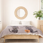Cute Halloween Witch Cats and Pumpkins  Duvet Cover Gallery Image 3
