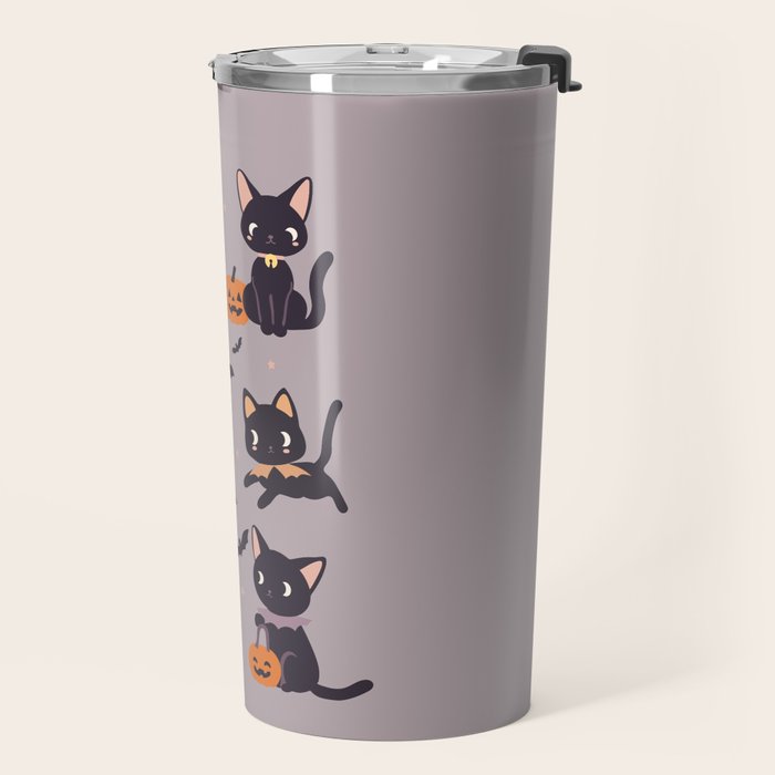 Cute Halloween Witch Cats and Pumpkins  Travel Mug Gallery Image 2