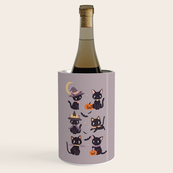 Cute Halloween Witch Cats and Pumpkins  Wine Chiller Gallery Image 1