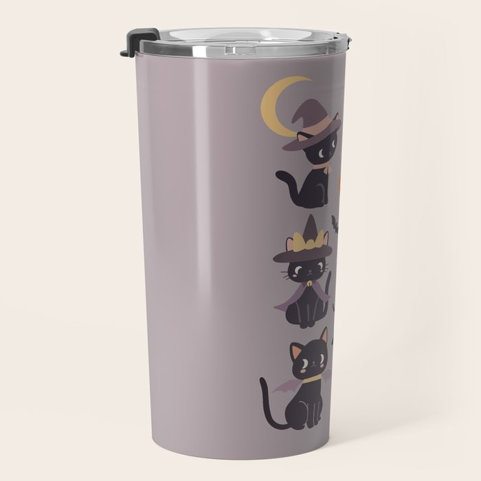 Cute Halloween Witch Cats and Pumpkins  Travel Mug Gallery Image 3