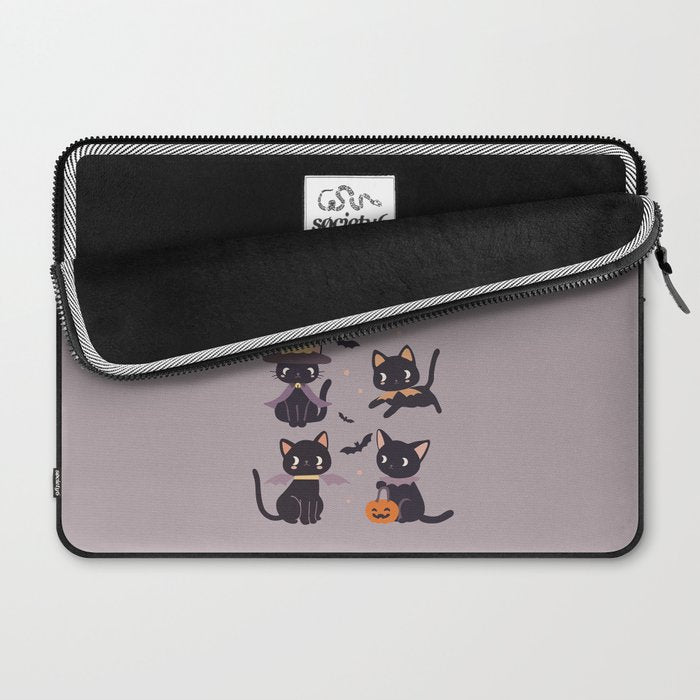 Cute Halloween Witch Cats and Pumpkins  Laptop Sleeve Gallery Image 2