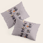 Cute Halloween Witch Cats and Pumpkins  Pillow Sham Gallery Image 3