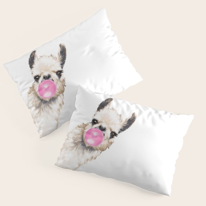Bubble Gum Sneaky Llama Pillow Sham Gallery Image 3