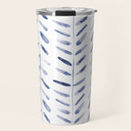 Indigo cuteness - watercolor abstract herringbone Travel Mug Gallery Image 1