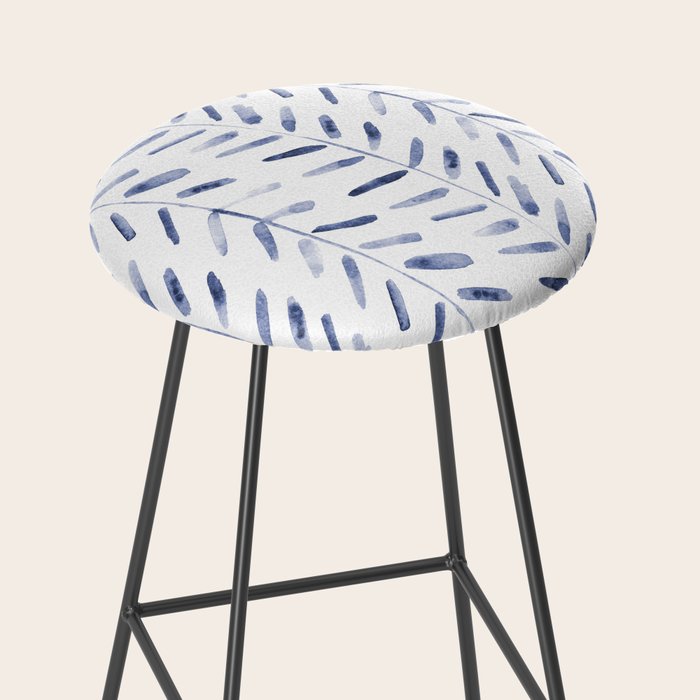 Indigo cuteness - watercolor abstract herringbone Stool Gallery Image 2