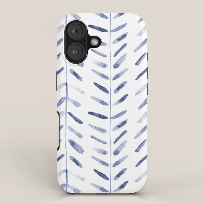 Indigo cuteness - watercolor abstract herringbone iPhone Case Gallery Image 1
