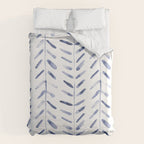 Indigo cuteness - watercolor abstract herringbone Duvet Cover Gallery Image 6