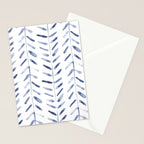 Indigo cuteness - watercolor abstract herringbone Stationery Card Gallery Image 2