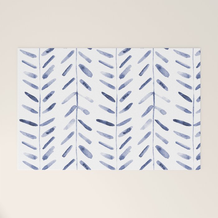 Indigo cuteness - watercolor abstract herringbone Welcome Mat Gallery Image 1