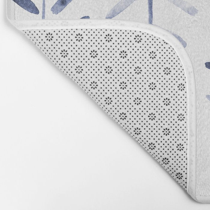 Indigo cuteness - watercolor abstract herringbone Bath Mat Gallery Image 2