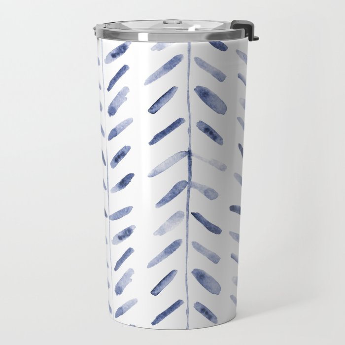 Indigo cuteness - watercolor abstract herringbone Travel Mug Gallery Image 2