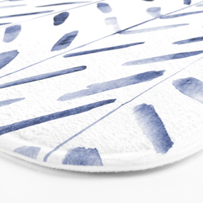Indigo cuteness - watercolor abstract herringbone Bath Mat Gallery Image 3
