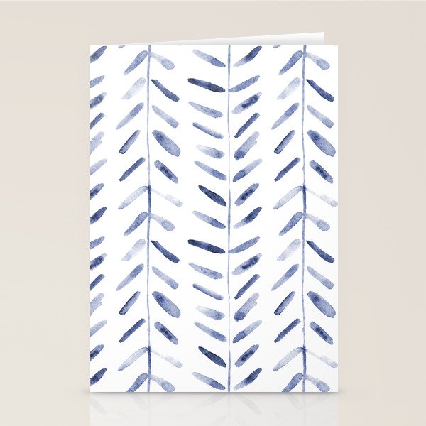 Indigo cuteness - watercolor abstract herringbone Stationery Card Gallery Image 2