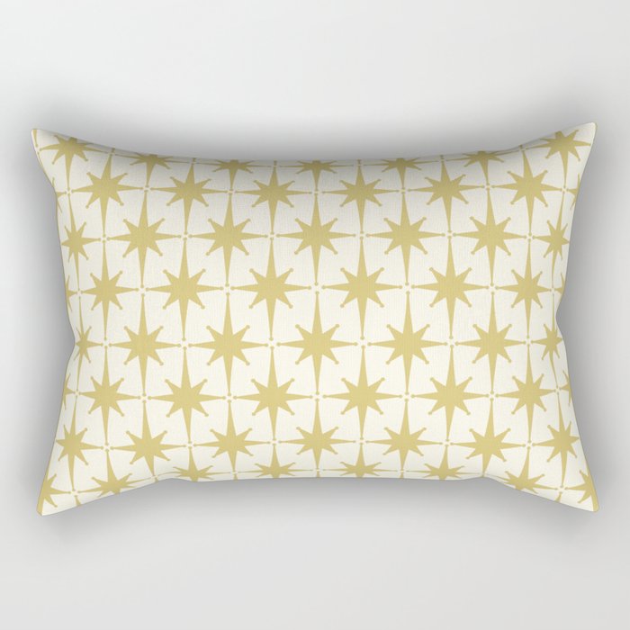 Midcentury Modern Atomic Starburst Pattern in Retro Gold and Cream Tones Rectangular Pillow Gallery Image 2