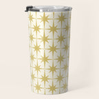 Midcentury Modern Atomic Starburst Pattern in Retro Gold and Cream Tones Travel Mug Gallery Image 3