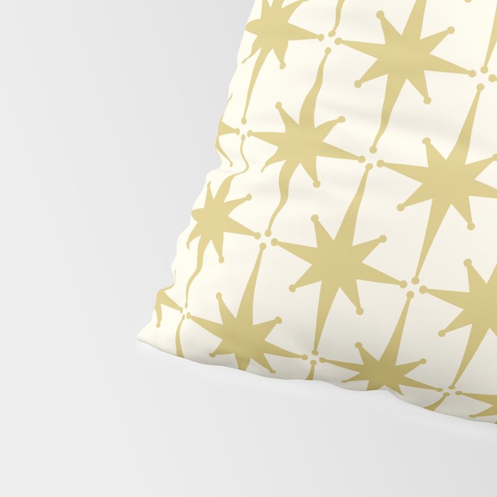 Midcentury Modern Atomic Starburst Pattern in Retro Gold and Cream Tones Pillow Sham Gallery Image 4