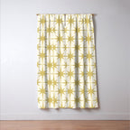 Midcentury Modern Atomic Starburst Pattern in Retro Gold and Cream Tones Window Curtain Gallery Image 3