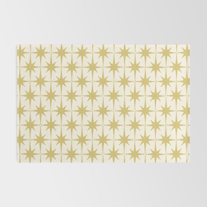 Midcentury Modern Atomic Starburst Pattern in Retro Gold and Cream Tones Rug Gallery Image 2