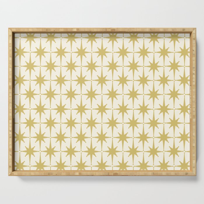 Midcentury Modern Atomic Starburst Pattern in Retro Gold and Cream Tones Serving Tray Gallery Image 1