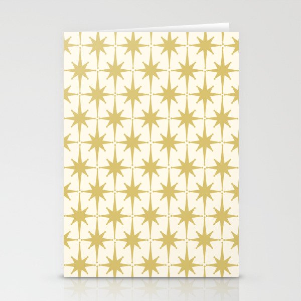 Midcentury Modern Atomic Starburst Pattern in Retro Gold and Cream Tones Stationery Card Gallery Image 2