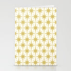 Midcentury Modern Atomic Starburst Pattern in Retro Gold and Cream Tones Stationery Card Gallery Image 2