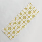 Midcentury Modern Atomic Starburst Pattern in Retro Gold and Cream Tones Yoga Mat Gallery Image 1