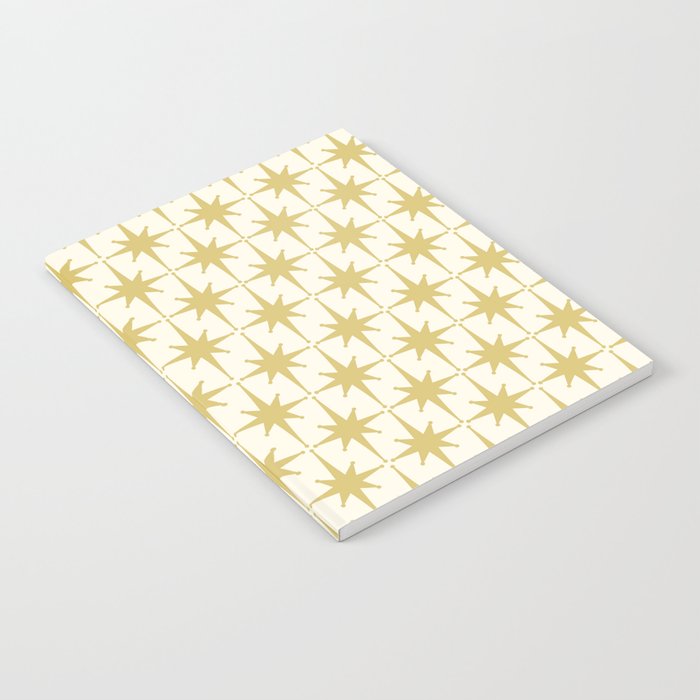 Midcentury Modern Atomic Starburst Pattern in Retro Gold and Cream Tones Notebook Gallery Image 1