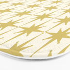 Midcentury Modern Atomic Starburst Pattern in Retro Gold and Cream Tones Bath Mat Gallery Image 3