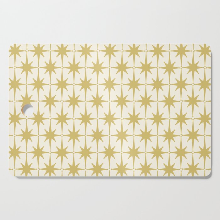 Midcentury Modern Atomic Starburst Pattern in Retro Gold and Cream Tones Cutting Board Gallery Image 1