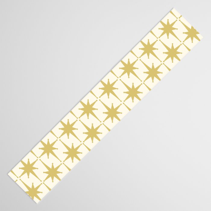 Midcentury Modern Atomic Starburst Pattern in Retro Gold and Cream Tones Table Runner Gallery Image 3