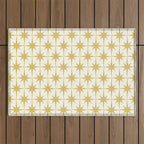 Midcentury Modern Atomic Starburst Pattern in Retro Gold and Cream Tones Outdoor Rug Gallery Image 1