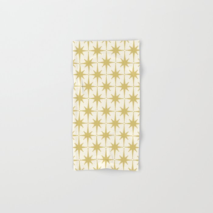 Midcentury Modern Atomic Starburst Pattern in Retro Gold and Cream Tones Bath Towel Gallery Image 1