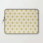 Midcentury Modern Atomic Starburst Pattern in Retro Gold and Cream Tones Laptop Sleeve Gallery Image 1
