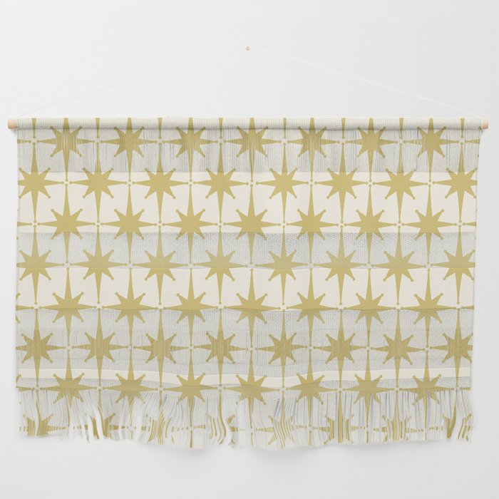 Midcentury Modern Atomic Starburst Pattern in Retro Gold and Cream Tones Wall Hanging Gallery Image 1