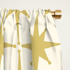 Midcentury Modern Atomic Starburst Pattern in Retro Gold and Cream Tones Window Curtain Gallery Image 2