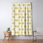 Midcentury Modern Atomic Starburst Pattern in Retro Gold and Cream Tones Window Curtain Gallery Image 5