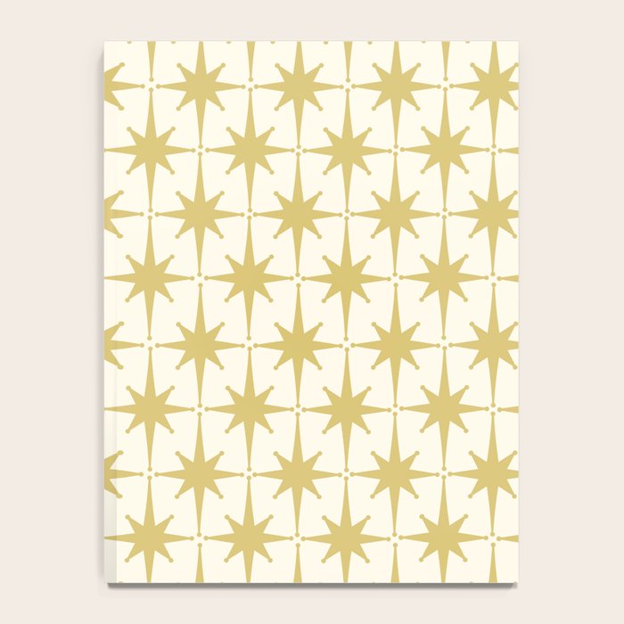 Midcentury Modern Atomic Starburst Pattern in Retro Gold and Cream Tones Notebook Gallery Image 4
