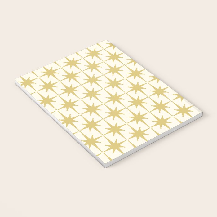 Midcentury Modern Atomic Starburst Pattern in Retro Gold and Cream Tones Notebook Gallery Image 3