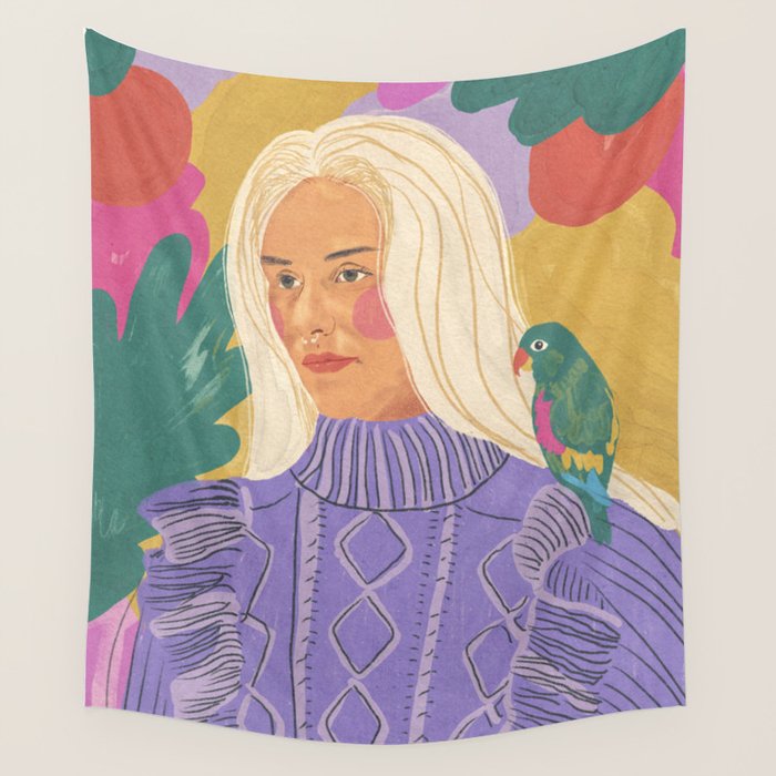 Parrot owner portrait Wall Tapestry Gallery Image 4