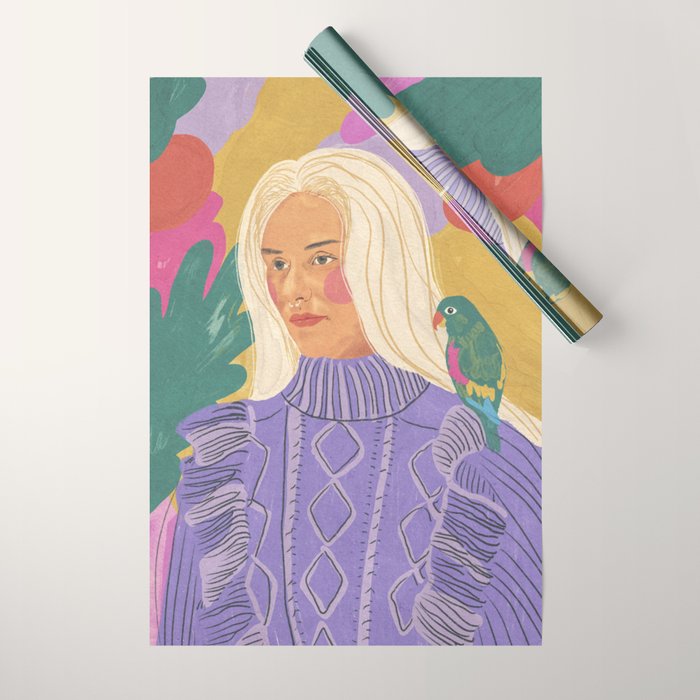 Parrot owner portrait Wrapping Paper Gallery Image 1