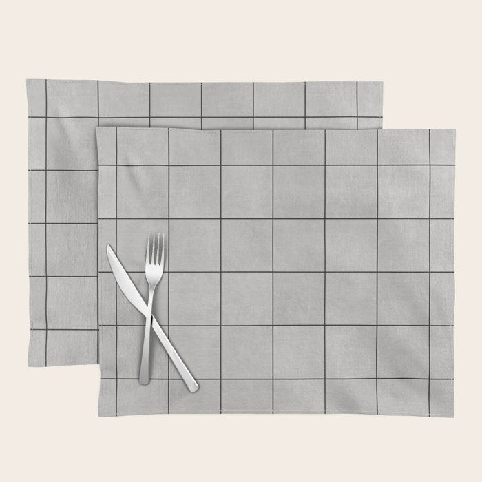 Large Grid Pattern - Grey Placemat Gallery Image 1