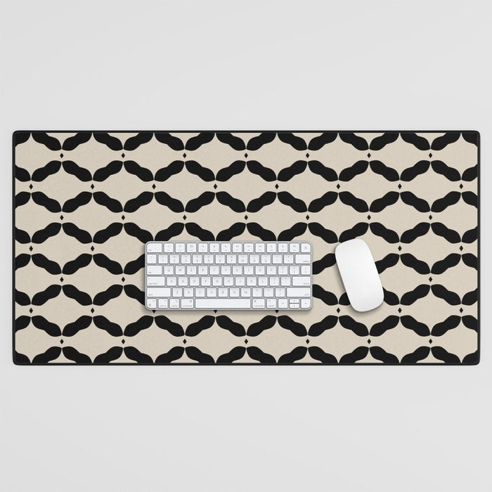Monochrome Geometric Diamond Pattern Desk Mat Gallery Image 1