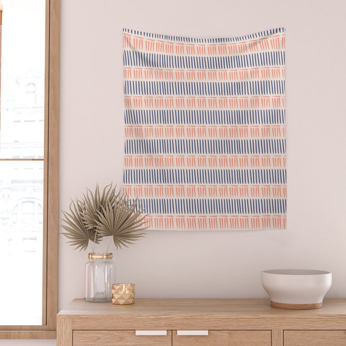 Simple Lines - Blue and pink Wall Tapestry Gallery Image 2