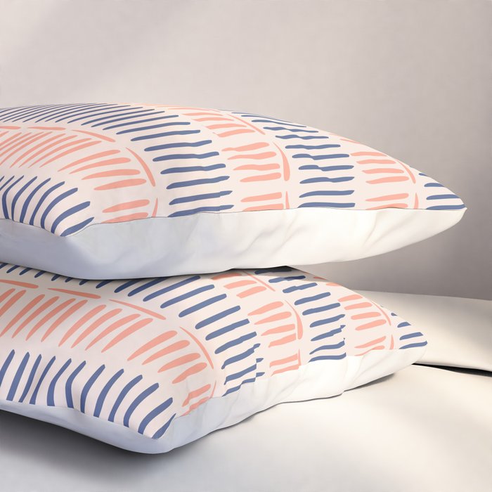 Simple Lines - Blue and pink Pillow Sham Gallery Image 3