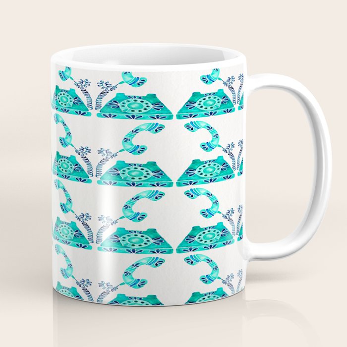 Vintage Rotary Phone - Turquoise Palette Coffee Mug Gallery Image 1