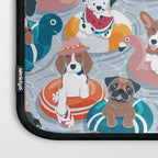 Summer pool pawty // pastel blue background dog breeds in vacations playing on swimming pool floats // Labrador beagle dachshund jack Russell Dalmatian welsh corgi pug greyhound basset hound husky  Laptop Sleeve Gallery Image 3
